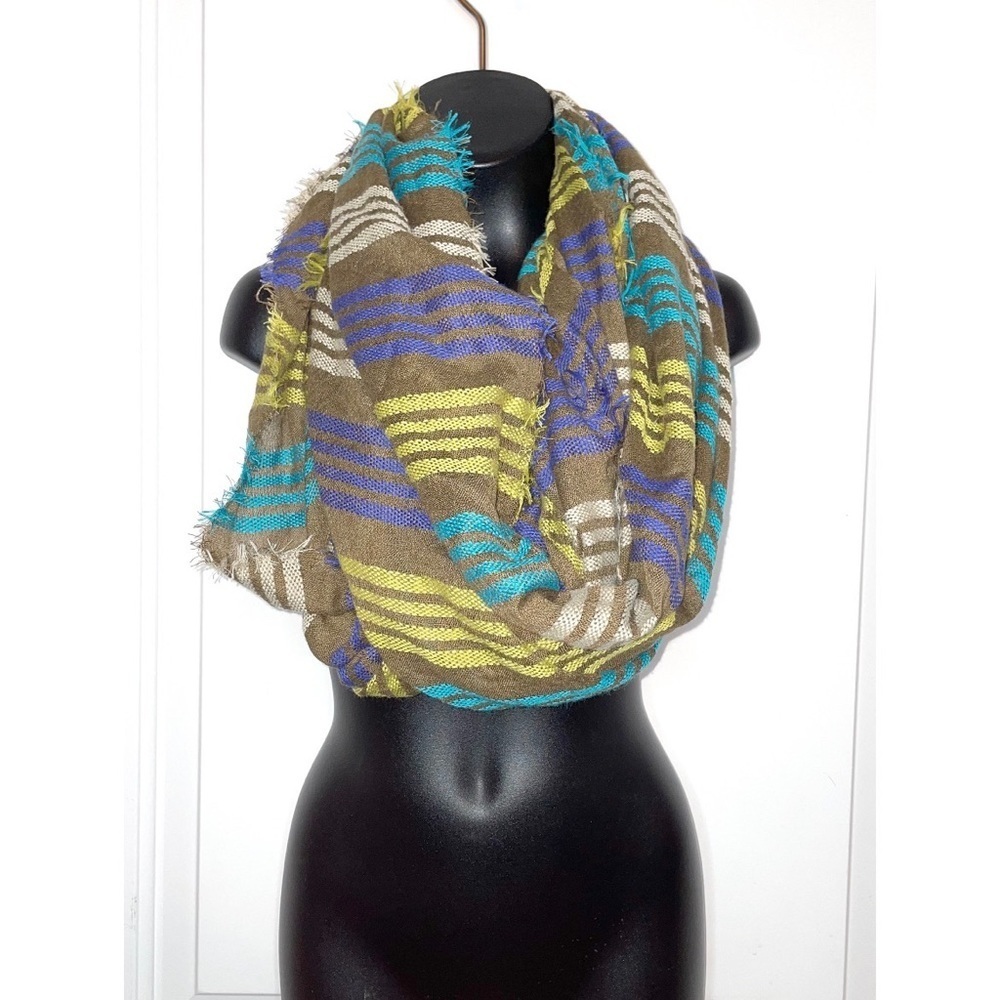 Green & blue multicolor striped scarf